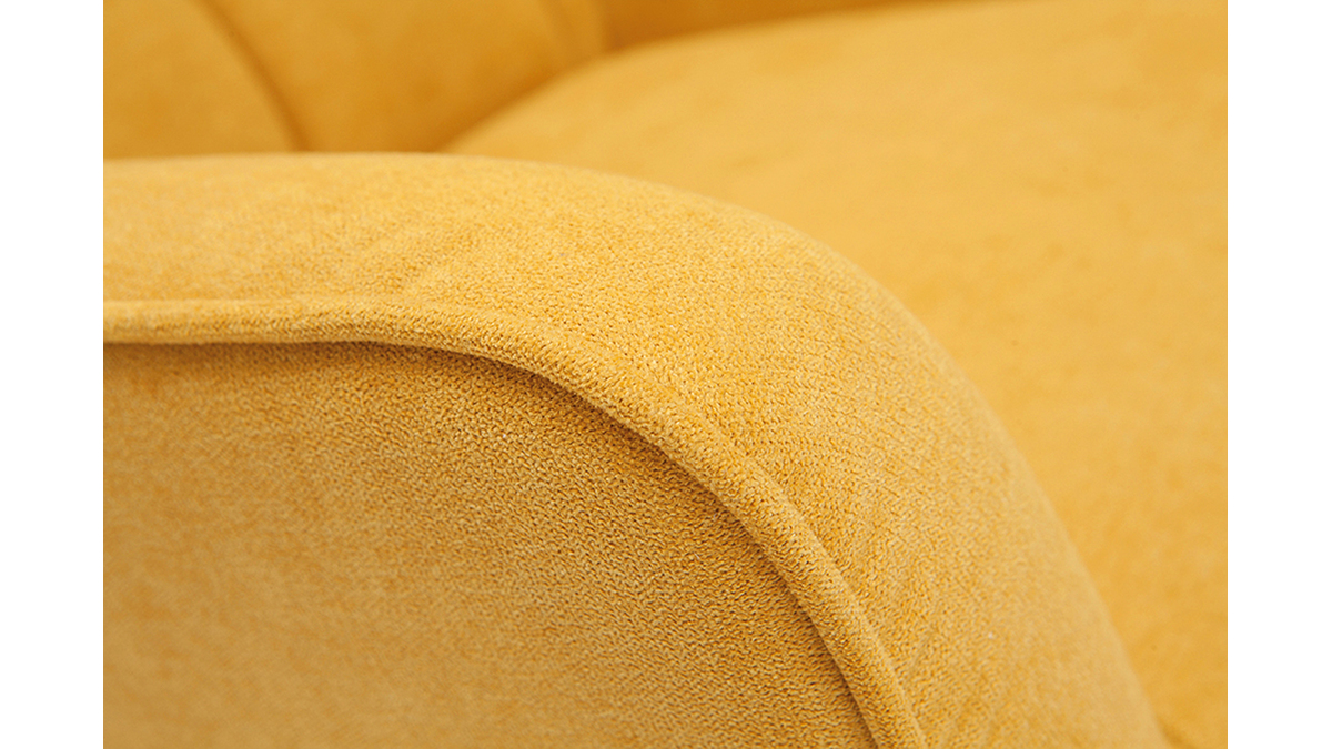 Poltrona tessuto effetto velluto giallo senape gambe in legno AVERY