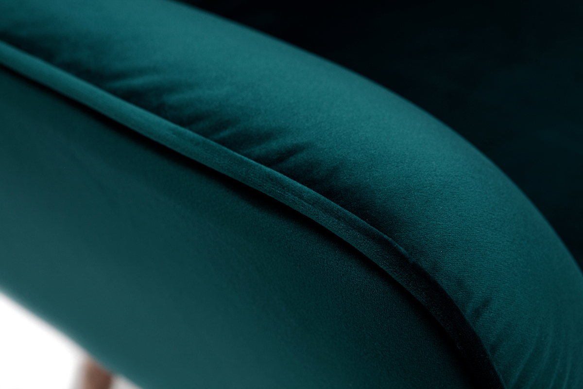 Poltrona velluto petrolio gambe in legno AVERY