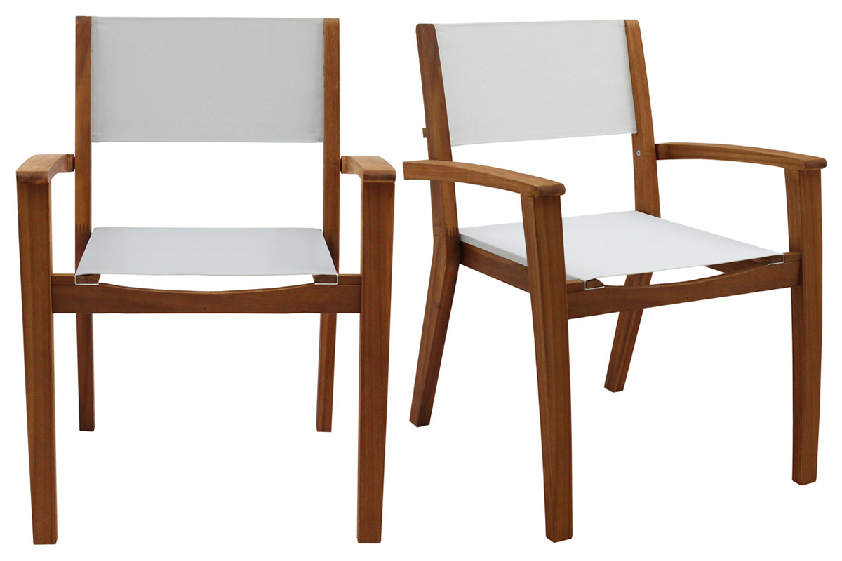 Poltrone da giardino bianco e legno massello (set di 2) ASTERA