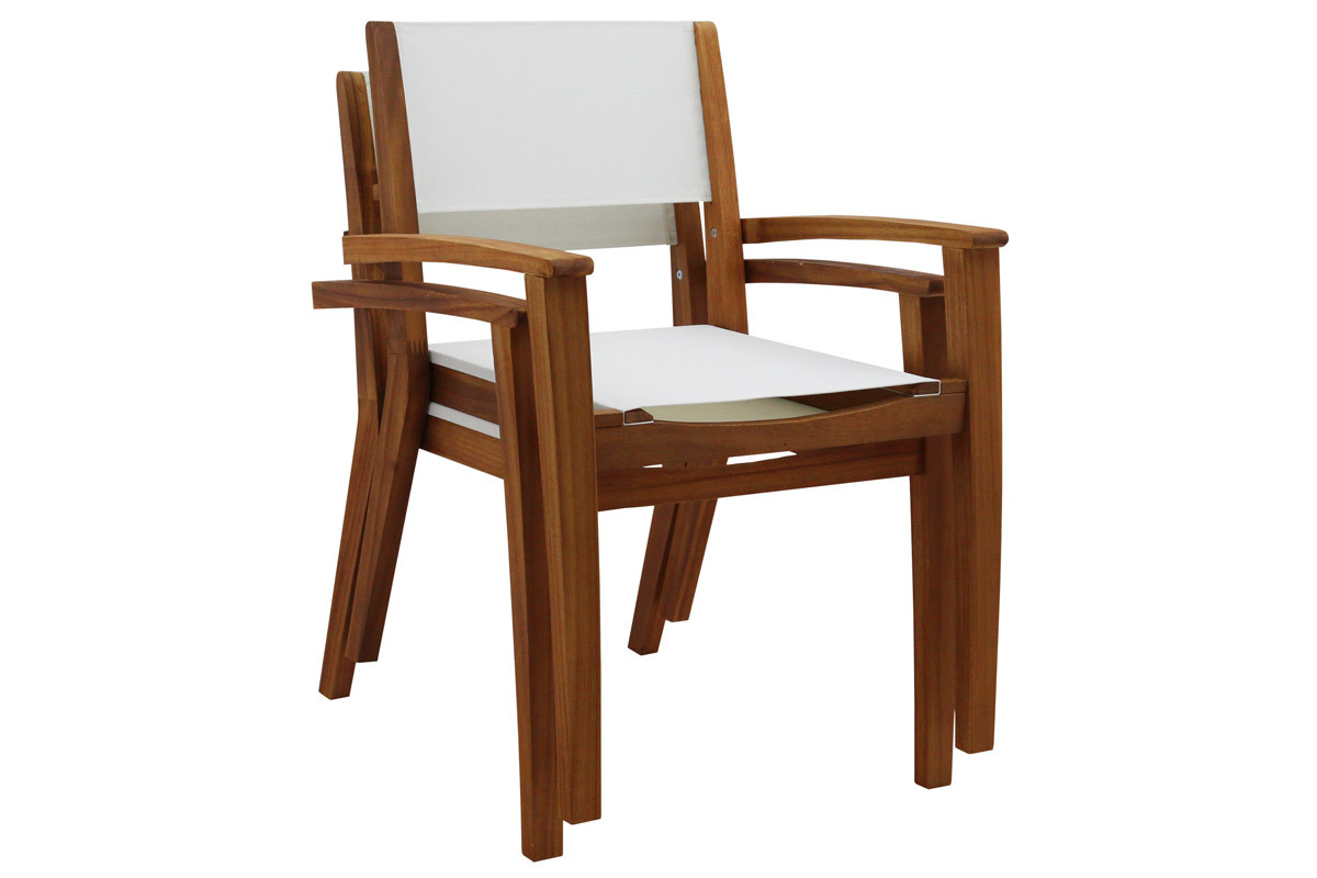 Poltrone da giardino bianco e legno massello (set di 2) ASTERA