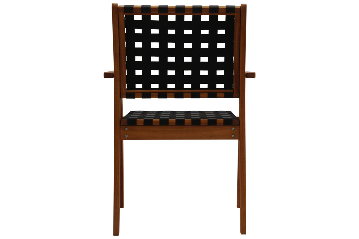 Poltrone da giardino impilabili strisce nero e legno massello (set di 2) KHASHA