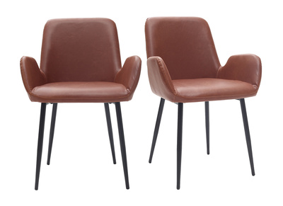 Poltrone vintage marrone con piedi in metallo neri (lotto di 2) TIKA