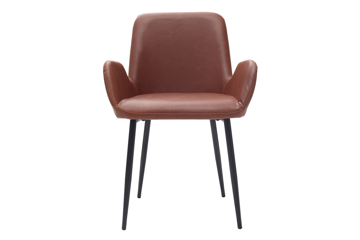 Poltrone vintage marrone con piedi in metallo neri (set di 2) TIKA