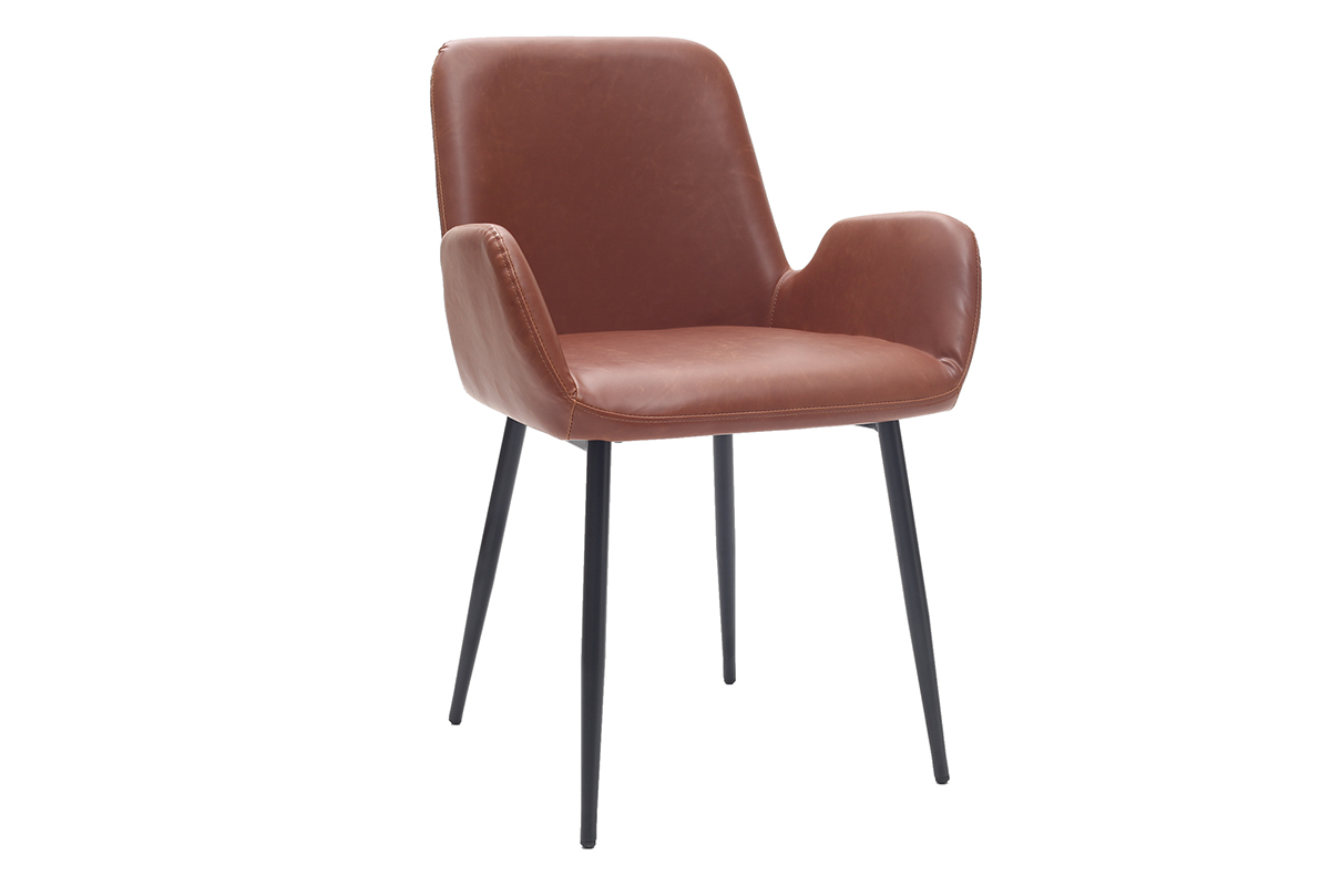 Poltrone vintage marrone con piedi in metallo neri (set di 2) TIKA