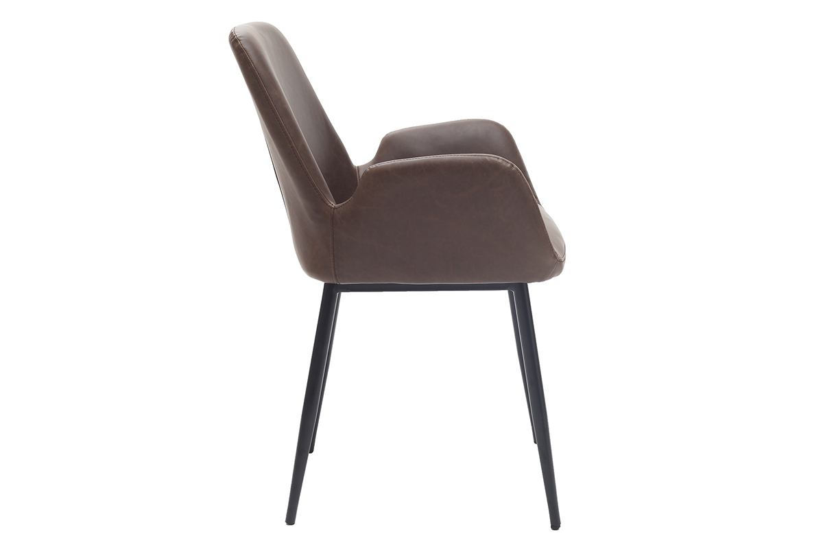 Poltrone vintage marrone scuro con piedi in metallo neri (lotto di 2) TIKA