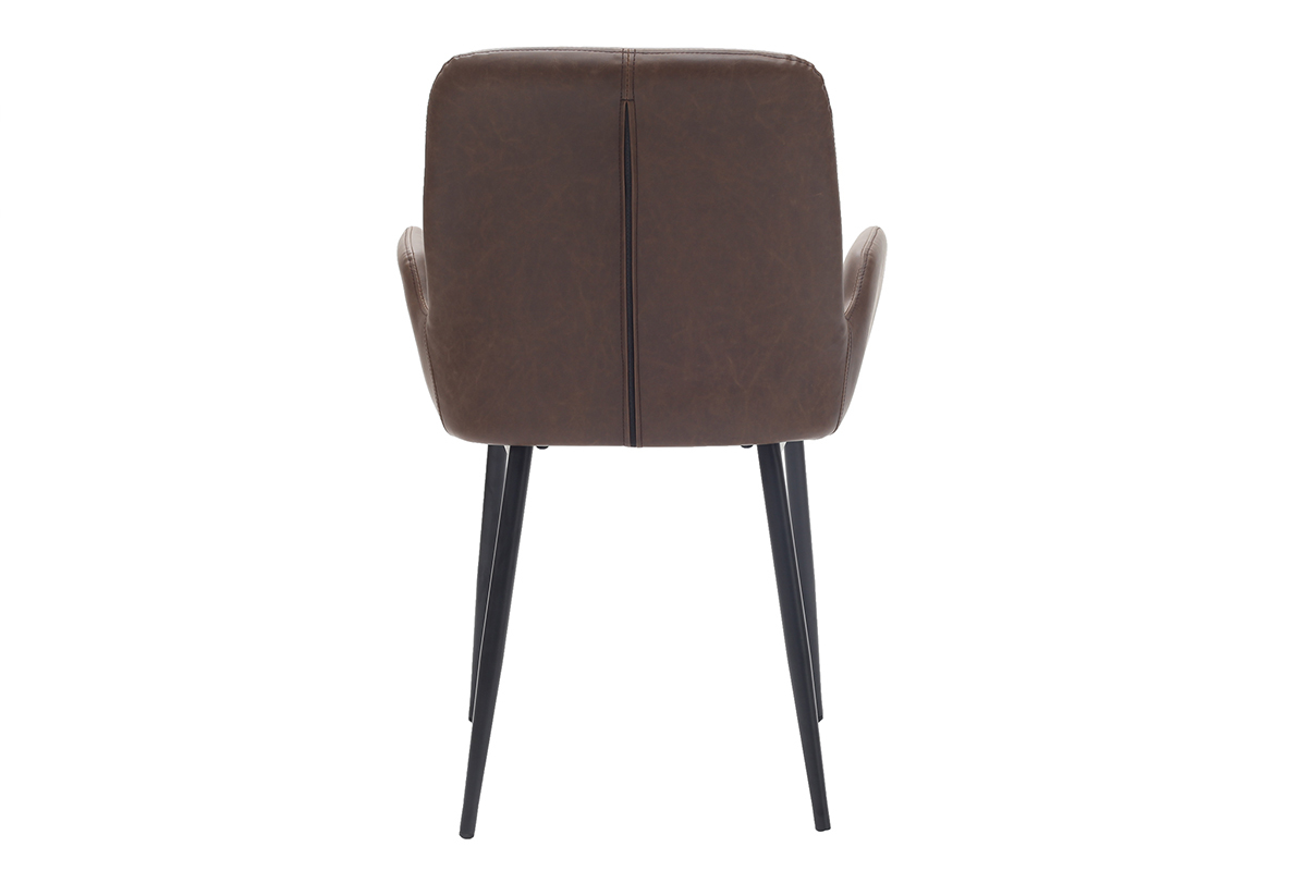 Poltrone vintage marrone scuro con piedi in metallo neri (lotto di 2) TIKA