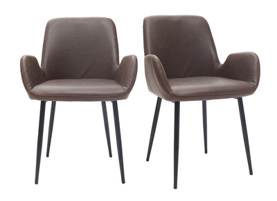 Poltrone vintage marrone scuro con piedi in metallo neri (lotto di 2) TIKA