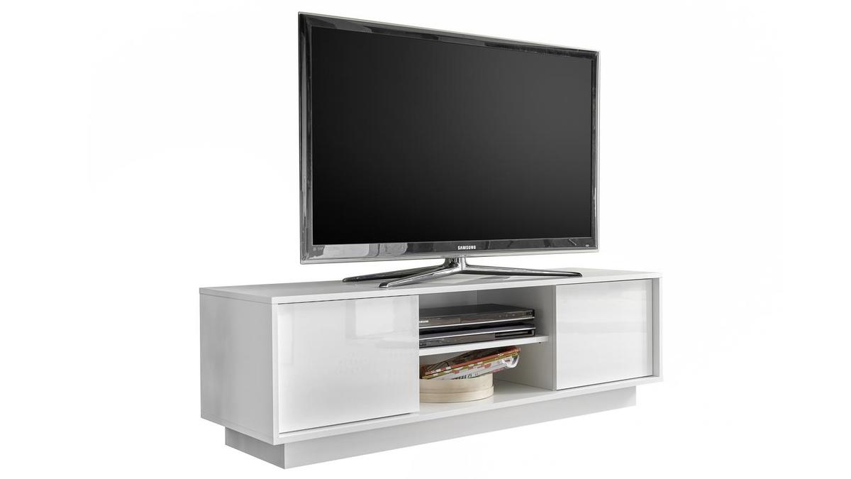 Porta tv di design COMO laccato bianco L138 cm