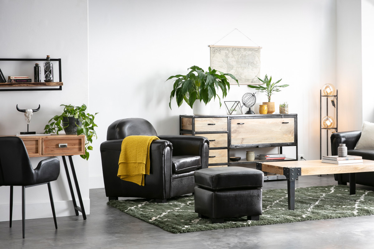 Pouf / appoggia piedi CLUB pelle marrone