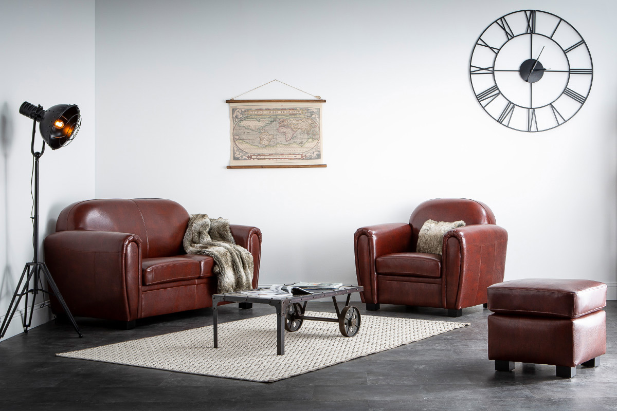 Pouf / appoggia piedi CLUB pelle marrone chiaro