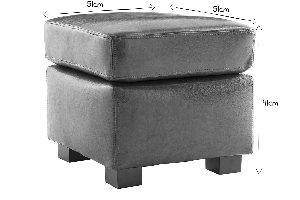 Pouf / appoggia piedi CLUB pelle nero
