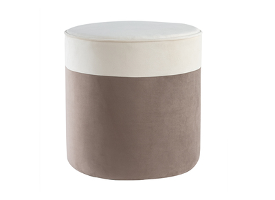 Pouf design bicolore in velluto bianco crema e talpa D40 cm DAISY