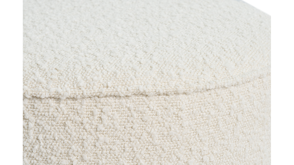 Pouf design tessuto effetto lana boucl cru MERIBEL