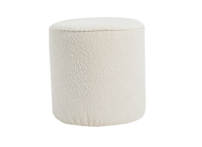 Pouf design tessuto effetto lana boucl&eacute; &eacute;cru MERIBEL