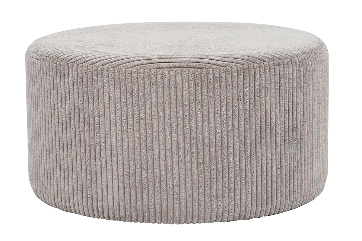 Pouf in velluto a coste grigio diam 60cm DUROY