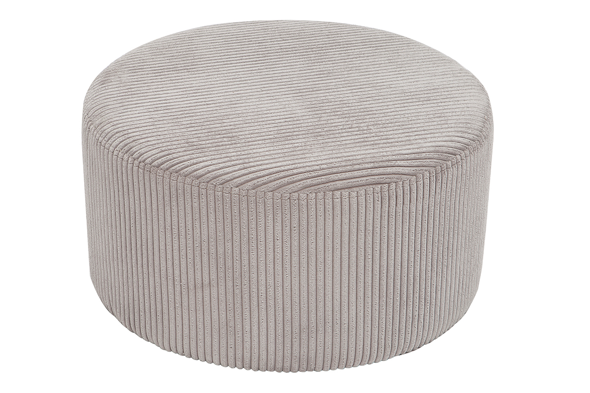 Pouf in velluto a coste grigio diam 60cm DUROY