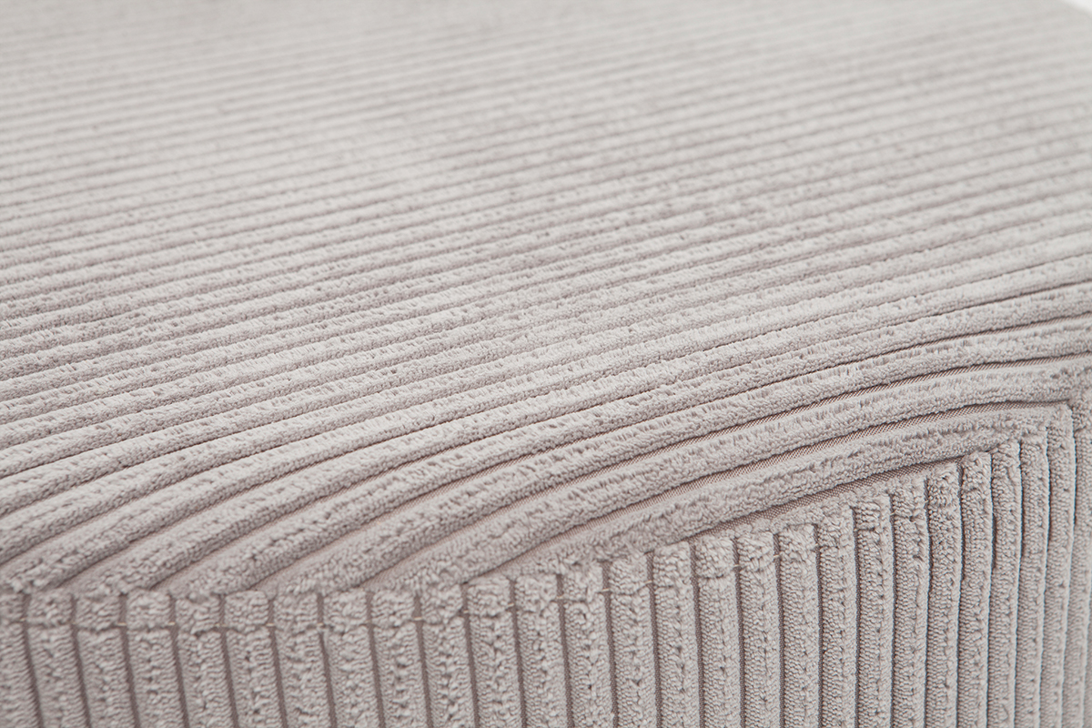 Pouf in velluto a coste grigio diam 60cm DUROY