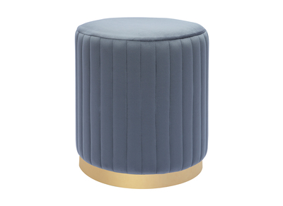 Pouf in velluto grigio e metallo dorato D40 cm DONA - Pouf in velluto grigio e metallo dorato D40 cm DONA