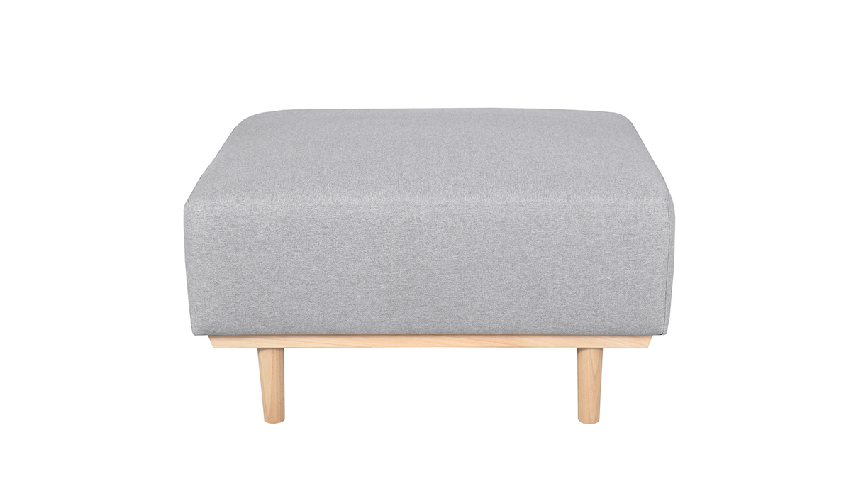 Pouf modulo divano in tessuto grigio chin e massello di faggio - MORRIS
