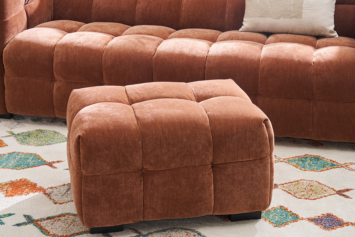 Pouf poggiapiedi design in tessuto effetto bruciato CORTO