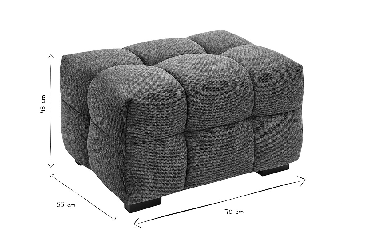 Pouf poggiapiedi design in tessuto effetto velluto blu scuro CORTO