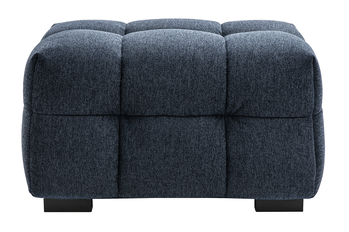Pouf poggiapiedi design in tessuto effetto velluto blu scuro CORTO