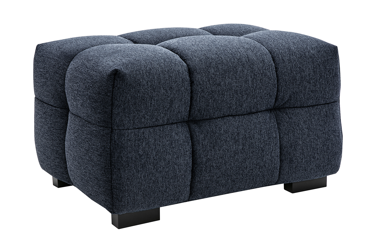 Pouf poggiapiedi design in tessuto effetto velluto blu scuro CORTO