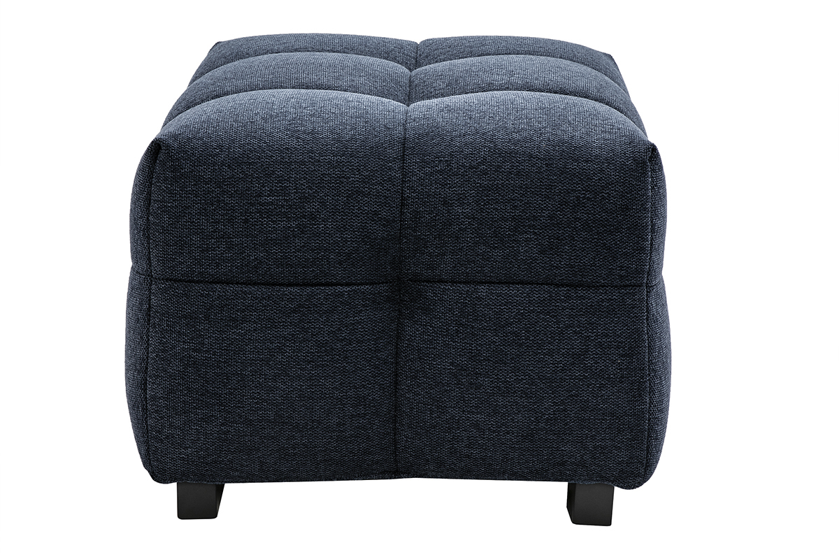 Pouf poggiapiedi design in tessuto effetto velluto blu scuro CORTO