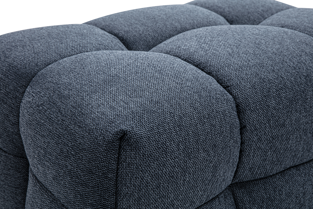 Pouf poggiapiedi design in tessuto effetto velluto blu scuro CORTO