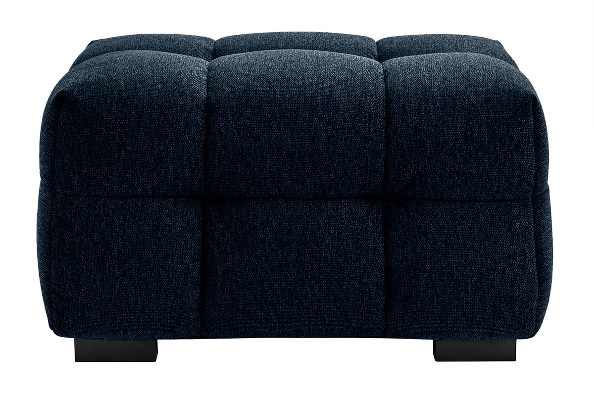 Pouf poggiapiedi design in tessuto effetto velluto blu scuro CORTO
