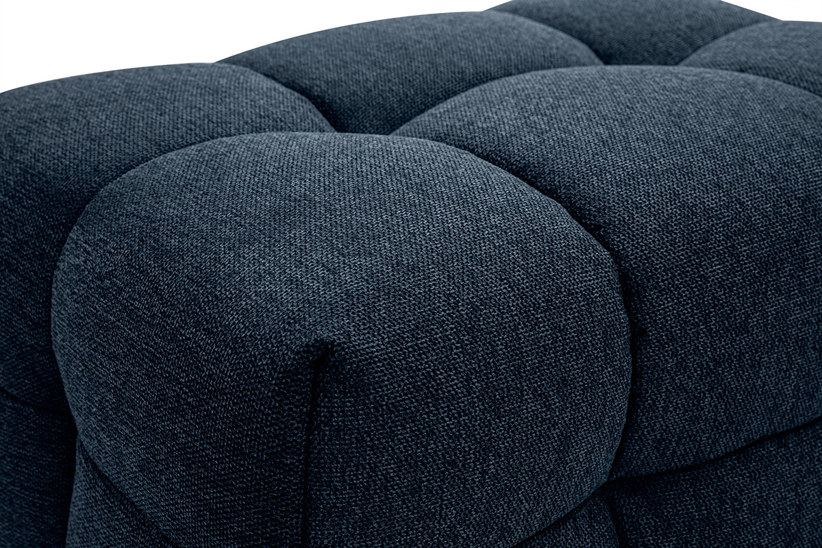 Pouf poggiapiedi design in tessuto effetto velluto blu scuro CORTO