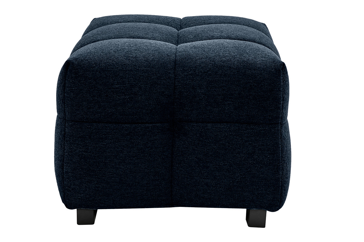 Pouf poggiapiedi design in tessuto effetto velluto blu scuro CORTO