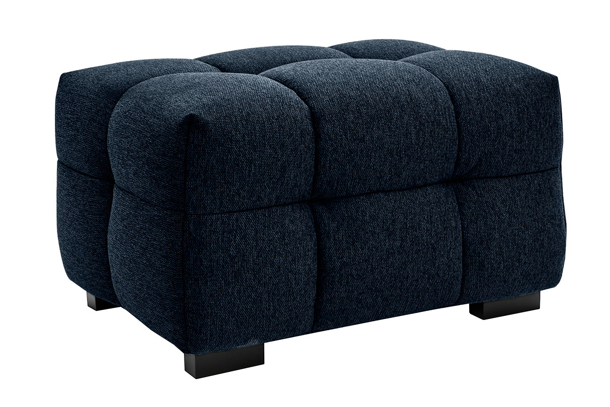 Pouf poggiapiedi design in tessuto effetto velluto blu scuro CORTO