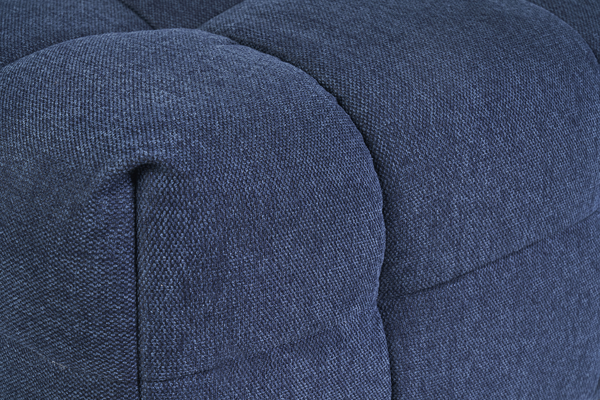 Pouf poggiapiedi design in tessuto effetto velluto blu scuro CORTO