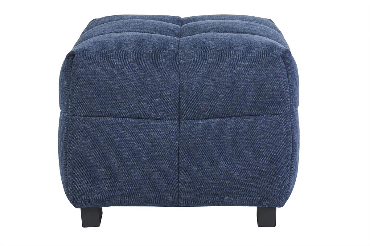 Pouf poggiapiedi design in tessuto effetto velluto blu scuro CORTO