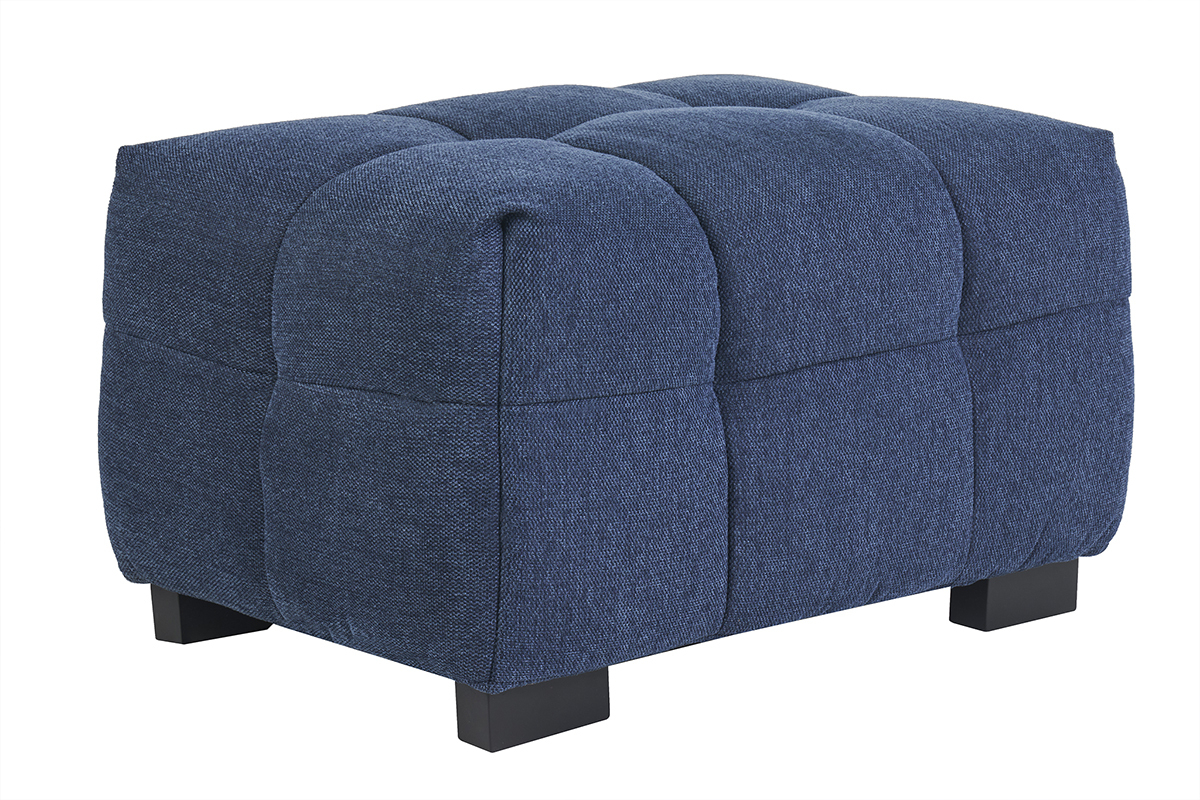 Pouf poggiapiedi design in tessuto effetto velluto blu scuro CORTO