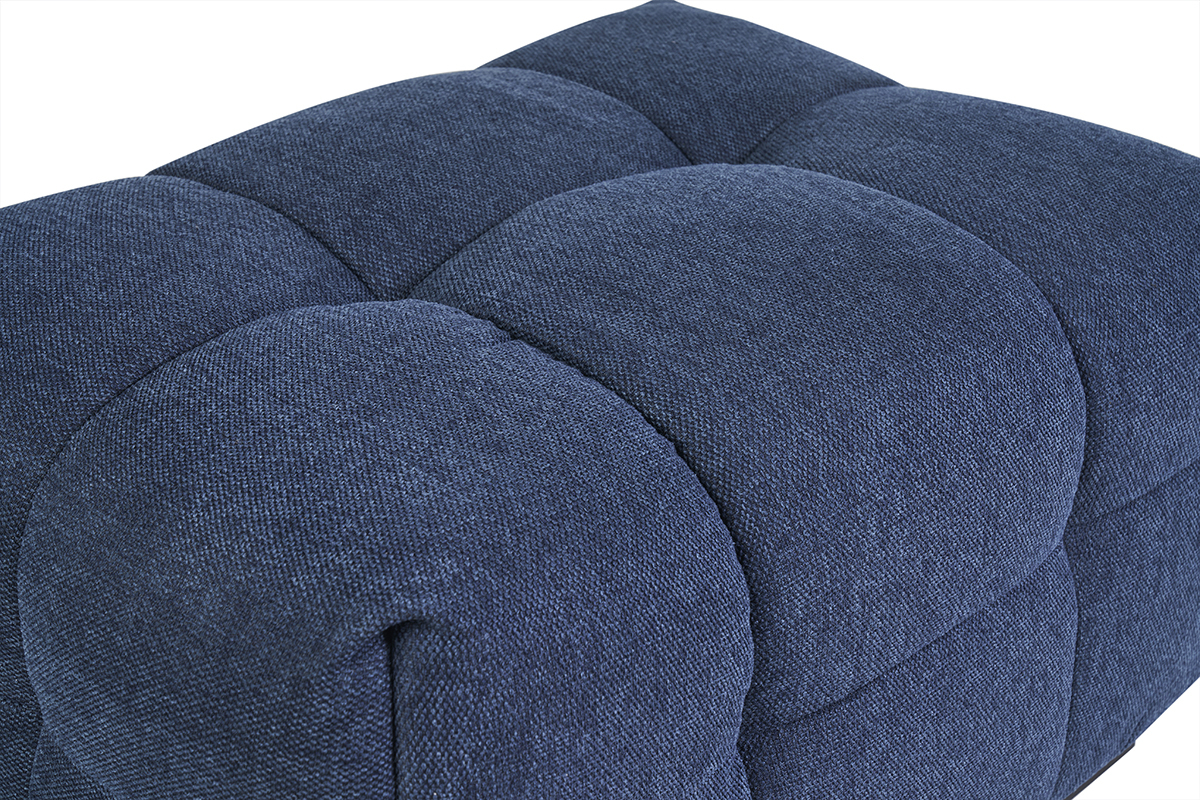 Pouf poggiapiedi design in tessuto effetto velluto blu scuro CORTO