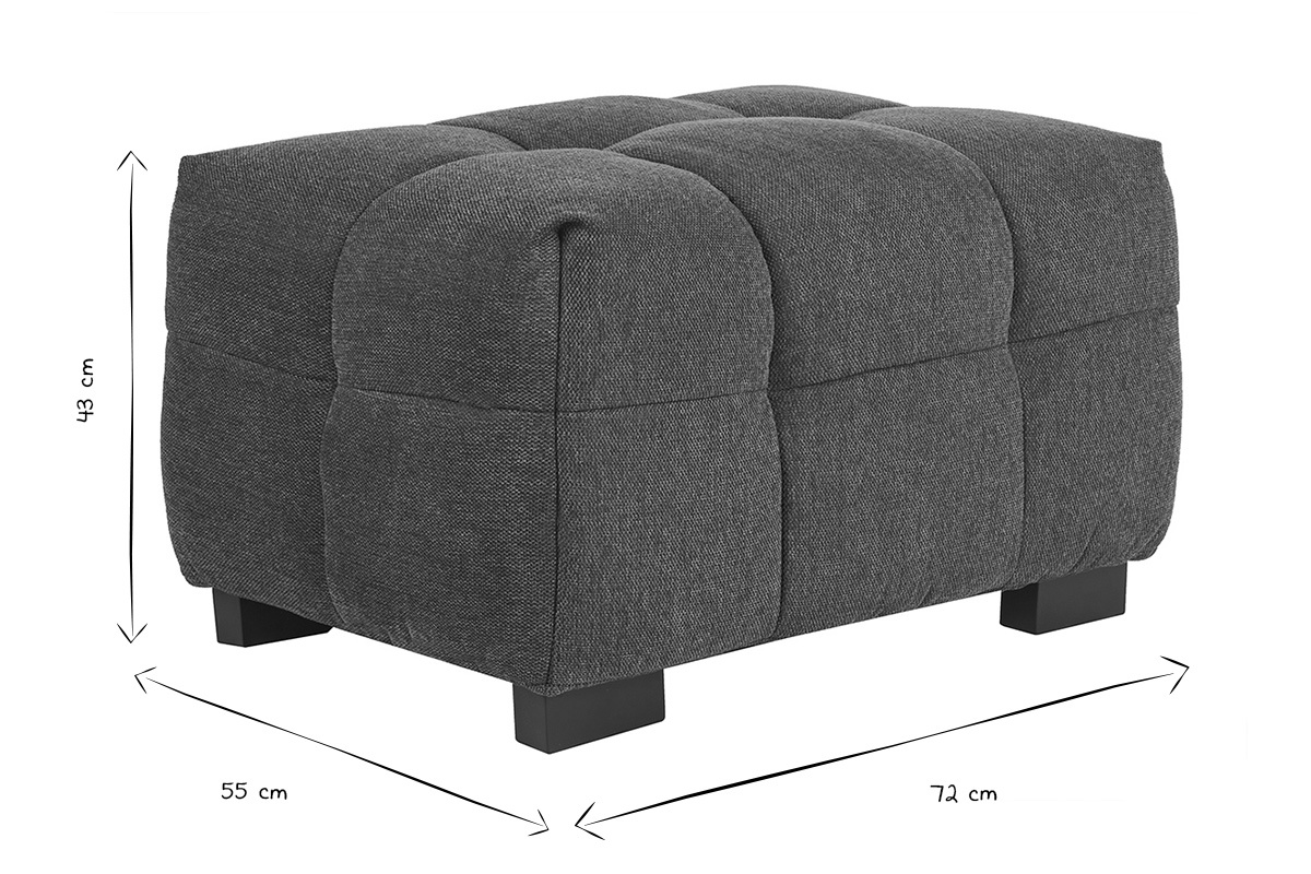 Pouf poggiapiedi design in tessuto effetto velluto blu scuro CORTO