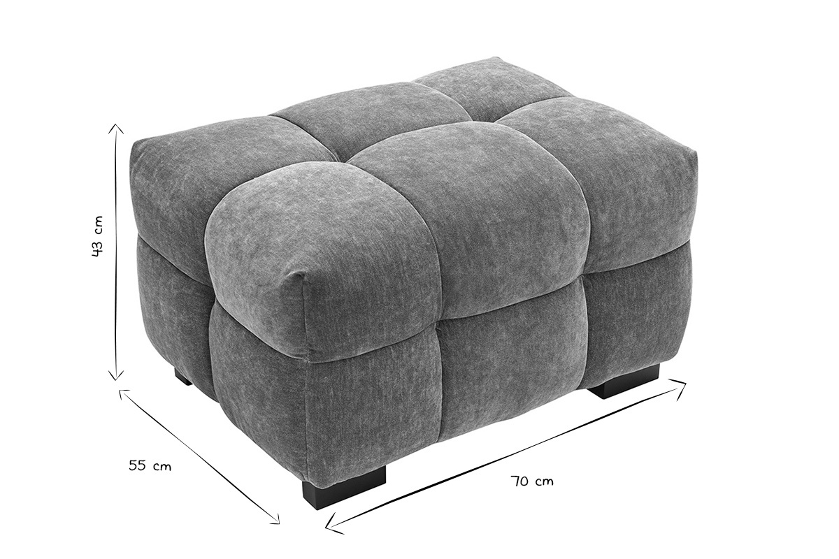 Pouf poggiapiedi design in tessuto effetto velluto nocciola CORTO