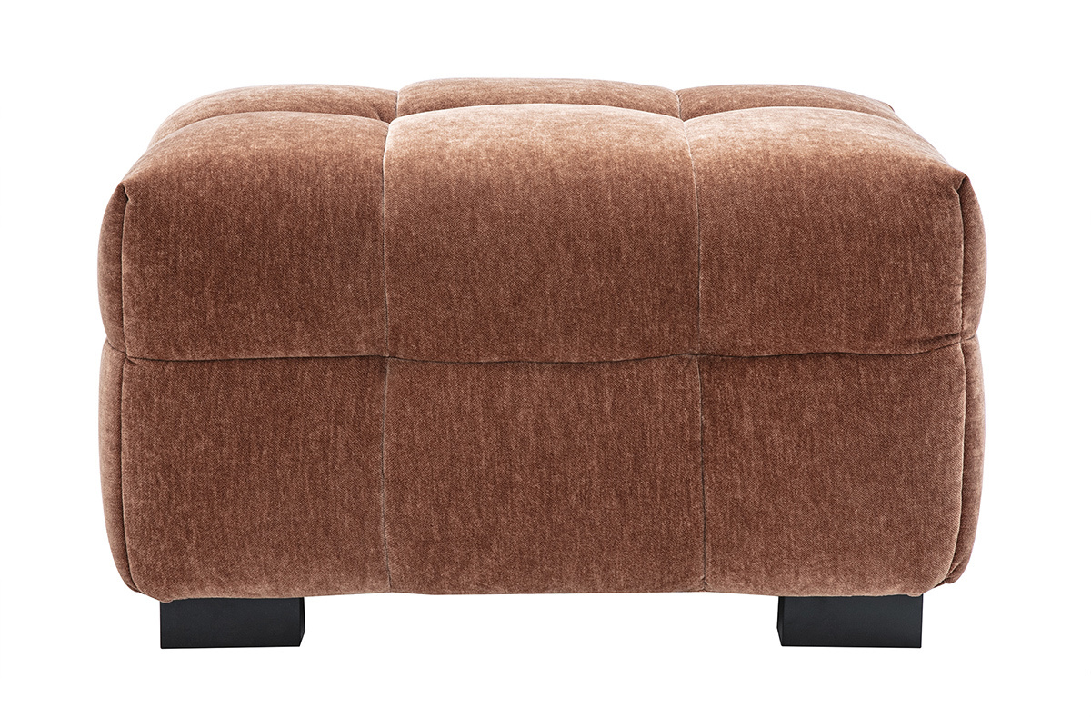 Pouf poggiapiedi design in tessuto effetto velluto nocciola CORTO