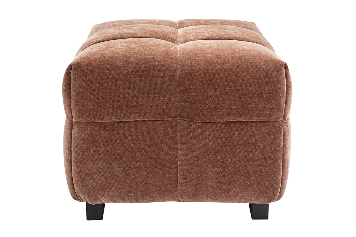 Pouf poggiapiedi design in tessuto effetto velluto nocciola CORTO