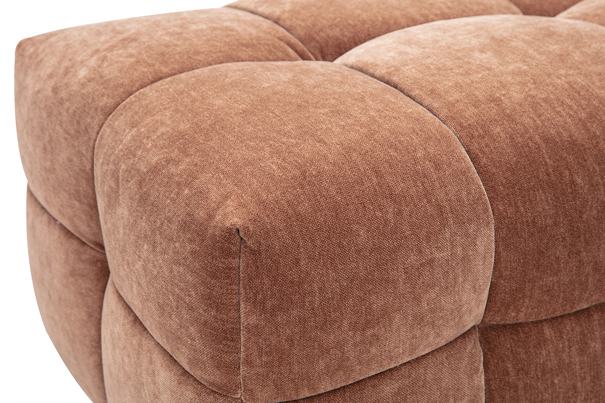 Pouf poggiapiedi design in tessuto effetto velluto nocciola CORTO