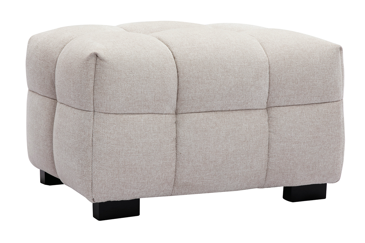 Pouf poggiapiedi design in tessuto effetto velluto testurizzato beige CORTO