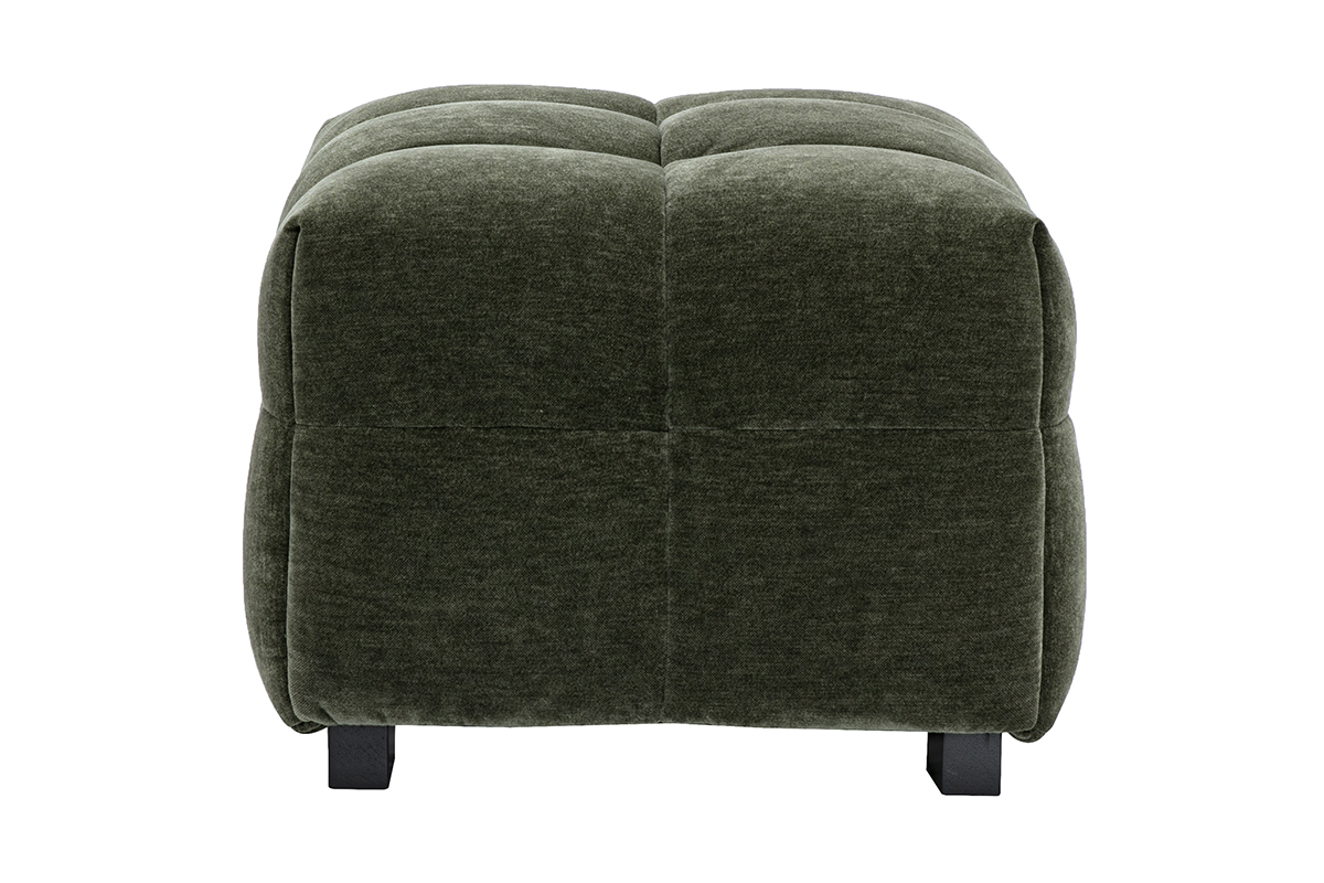 Pouf poggiapiedi design in tessuto effetto velluto verde kaki CORTO