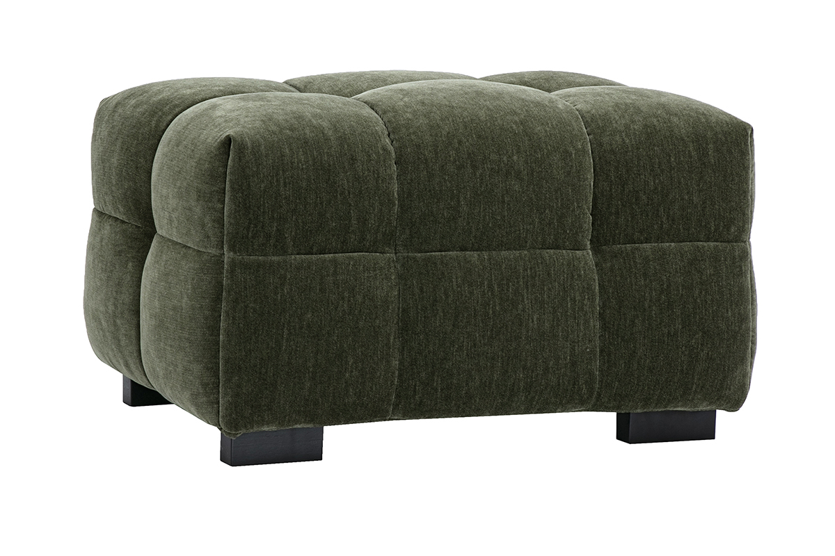 Pouf poggiapiedi design in tessuto effetto velluto verde kaki CORTO
