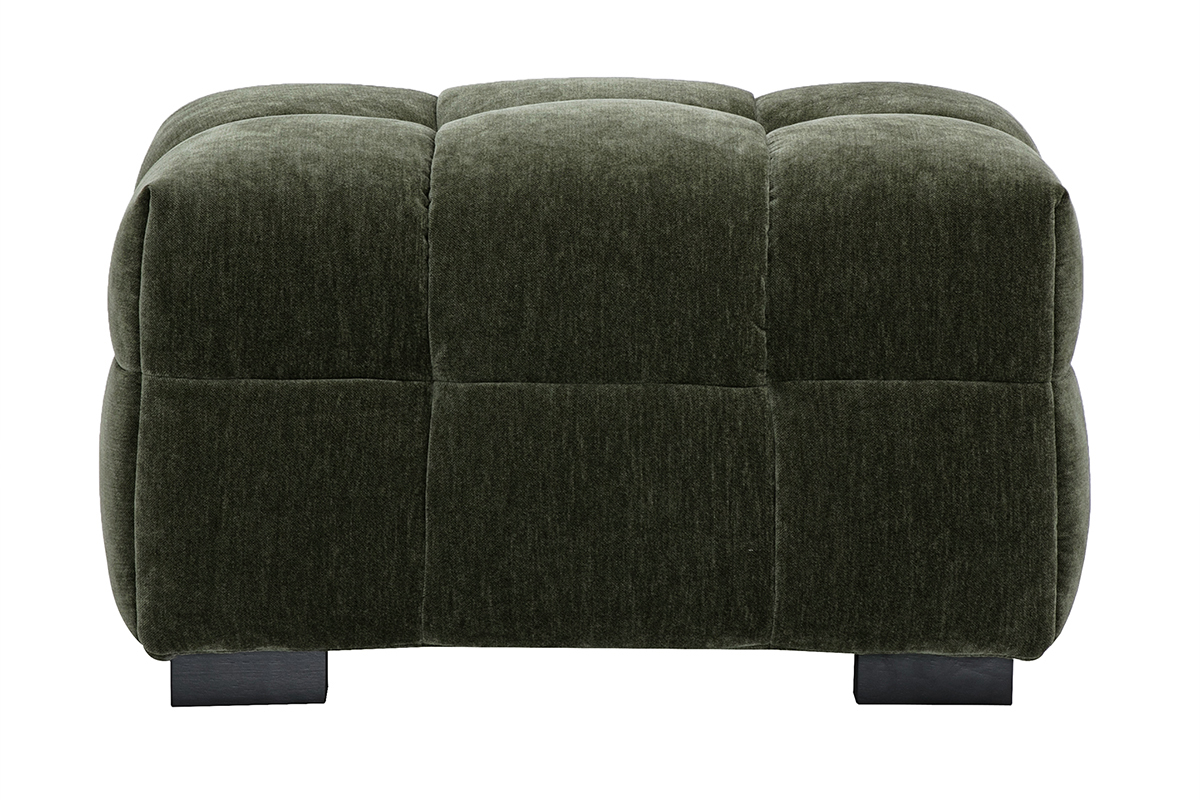 Pouf poggiapiedi design in tessuto effetto velluto verde kaki CORTO