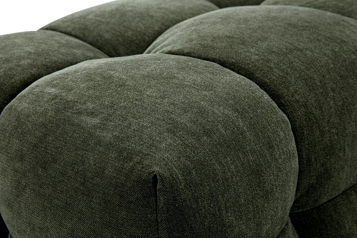 Pouf poggiapiedi design in tessuto effetto velluto verde kaki CORTO