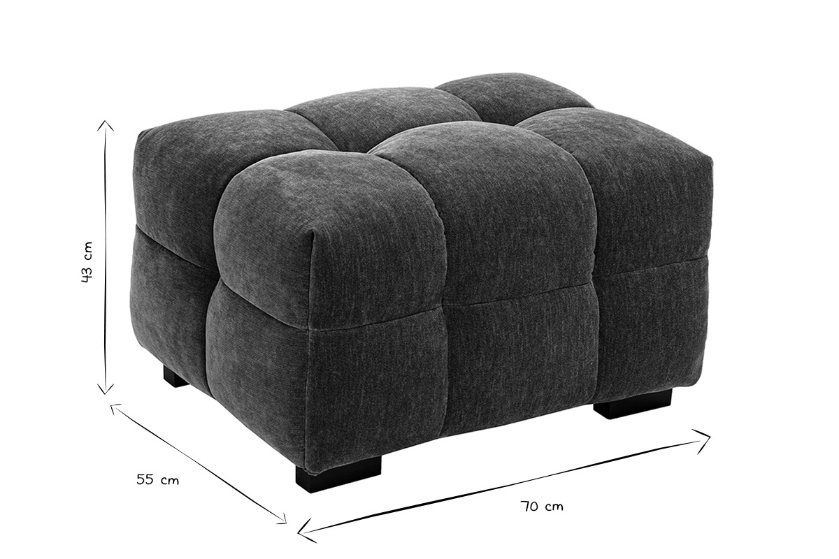 Pouf poggiapiedi design in tessuto effetto velluto verde kaki CORTO