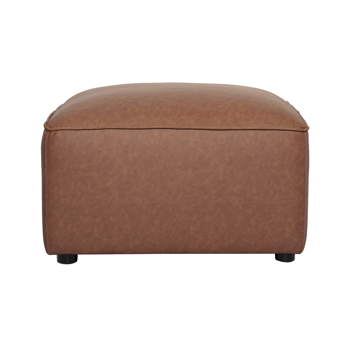 Pouf poggiapiedi in pelle marrone FERGUS
