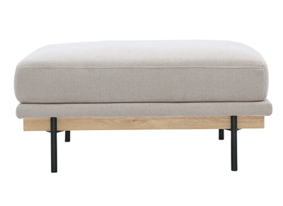 Pouf poggiapiedi in tessuto chenille beige e metallo nero TODD